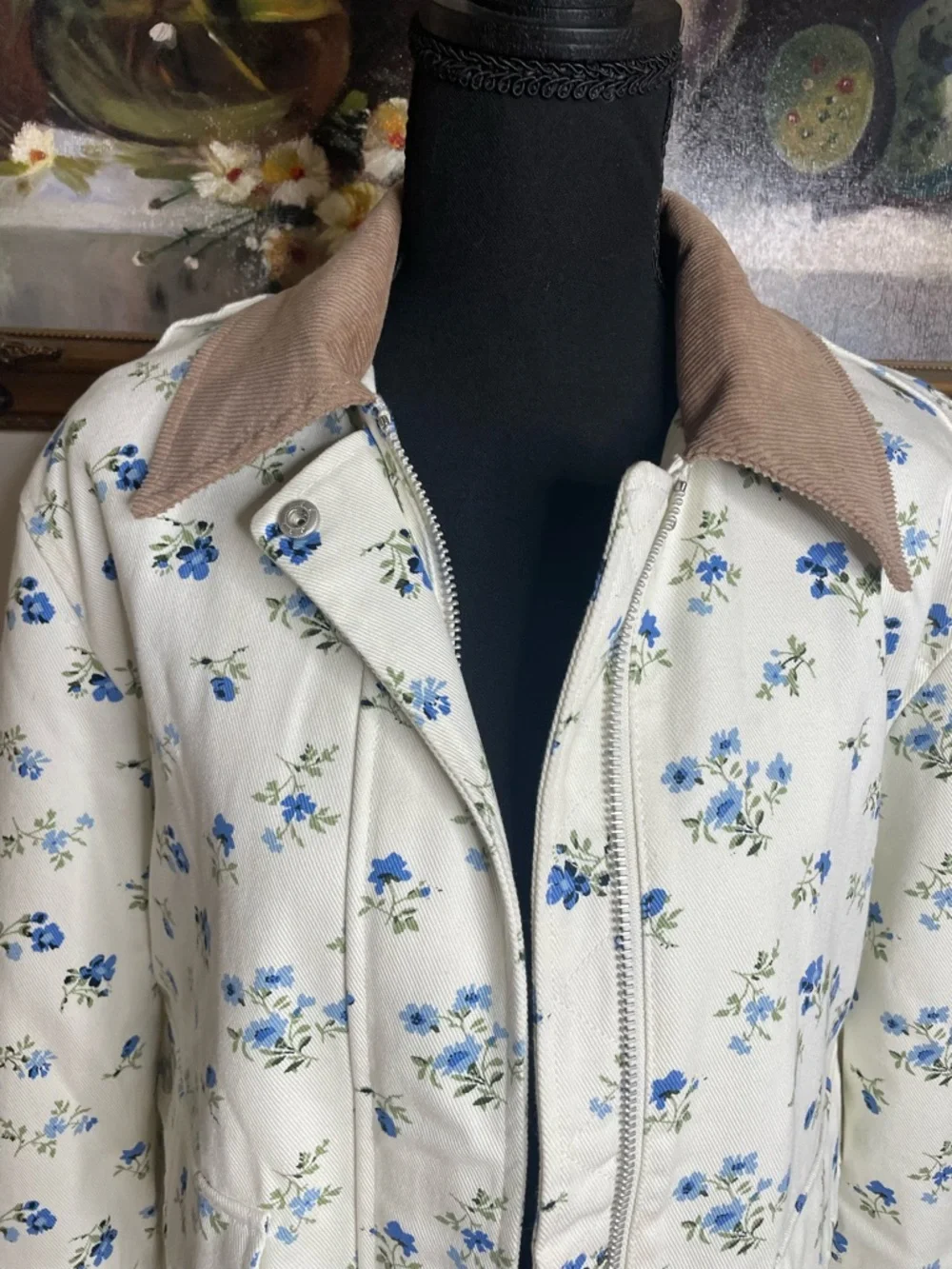 Bagatelle oversized Mixed Media Twill Floral Print Denim Jacket size small - Picture 5 of 15